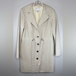 Doncaster Women’s Button‑Front Mid‑Length Cotton Blend Trench Coat Size‎ L Cream